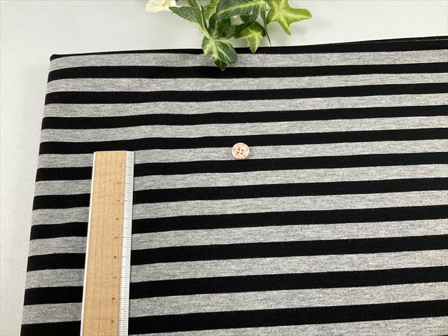 コーマボーダー天竺グレーブラック