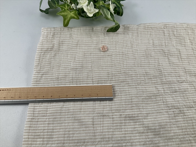 綿テンセル先染めシャーリングボーダーベージュ