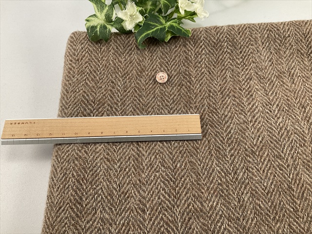 ウールガーゼヘリンボンライトブラウン