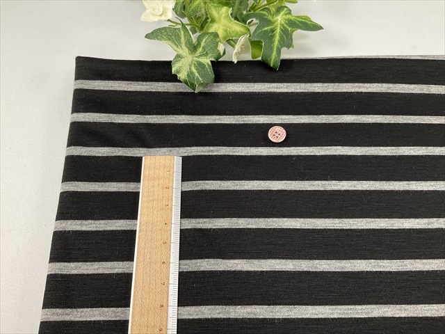 しなやかボーダー天竺黒グレー