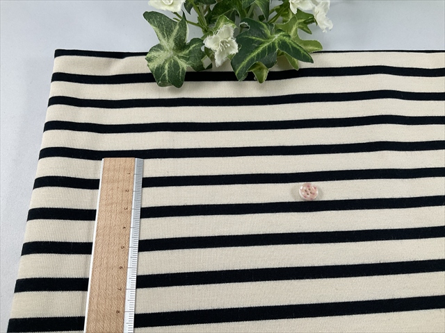 生成りにブラックボーダー天竺