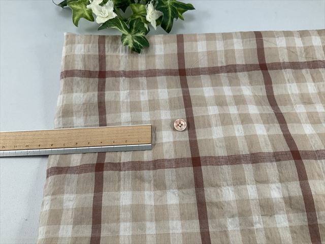 綿テンセルシャーリングベージュチェック