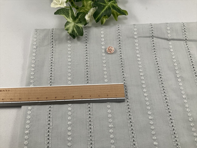 綿ローンレースストライプライトグレー