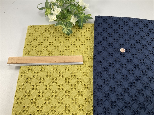 綿ローン刺繍レース水玉ダイヤ