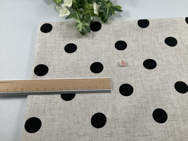 くったり麻レーヨン水玉生成りベージュ