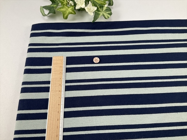 水色ネイビーボーダー天竺