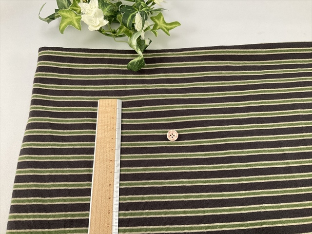 柔らか双糸天竺ボーダーチャコールグレー