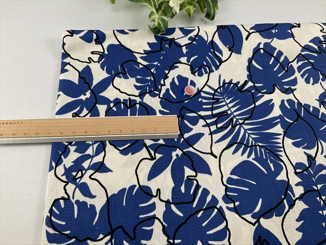 ブッチャープリントロイヤルブルーリーフ