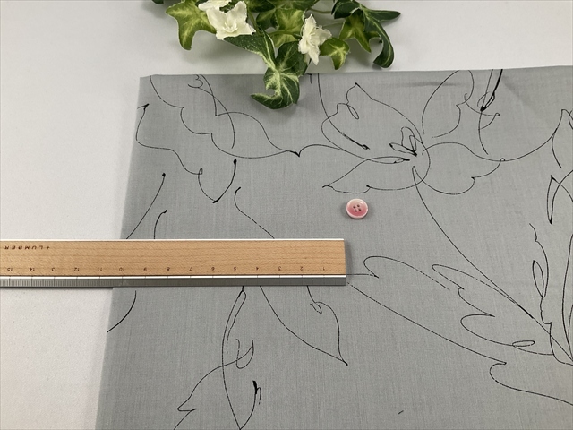 綿６０ローンシルクソフトプリントグレー