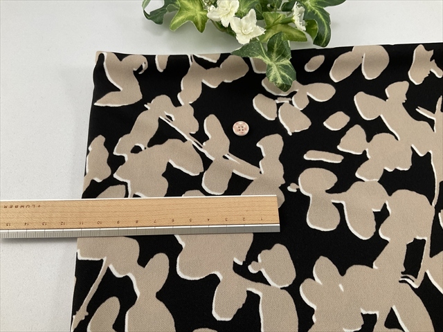 強撚プリントスムースニットブラック