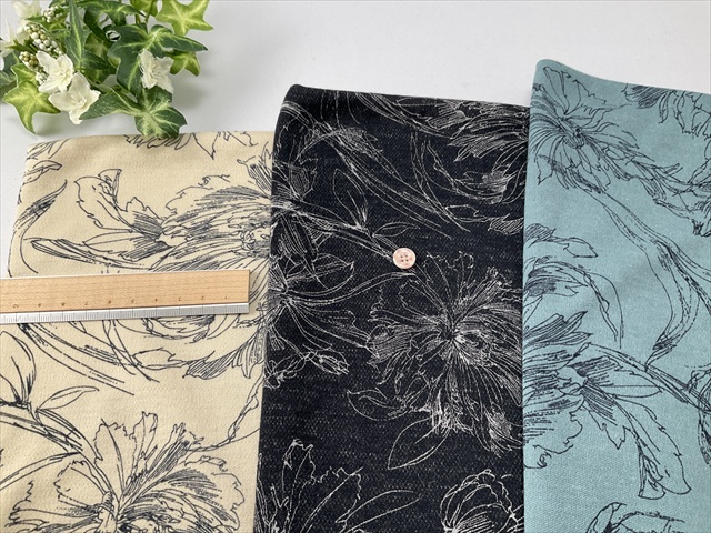 ウール混スムース線画フラワー