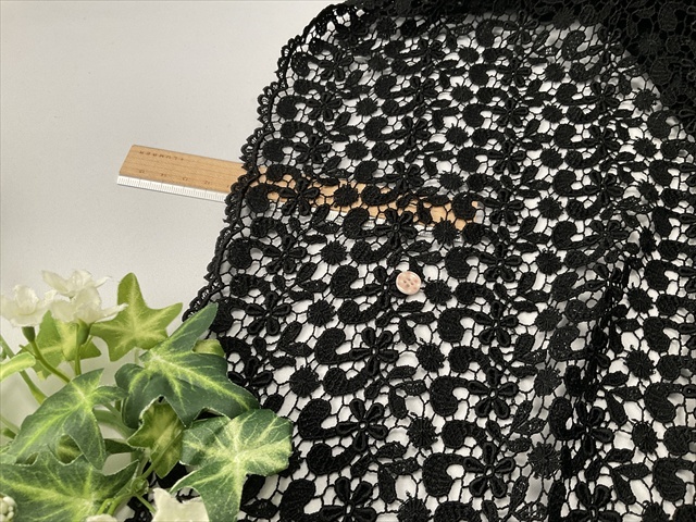 両耳スカラップレースブラック