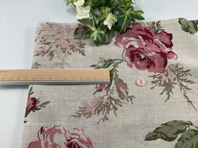 綿麻ローズフラワーナチュラルベージュ