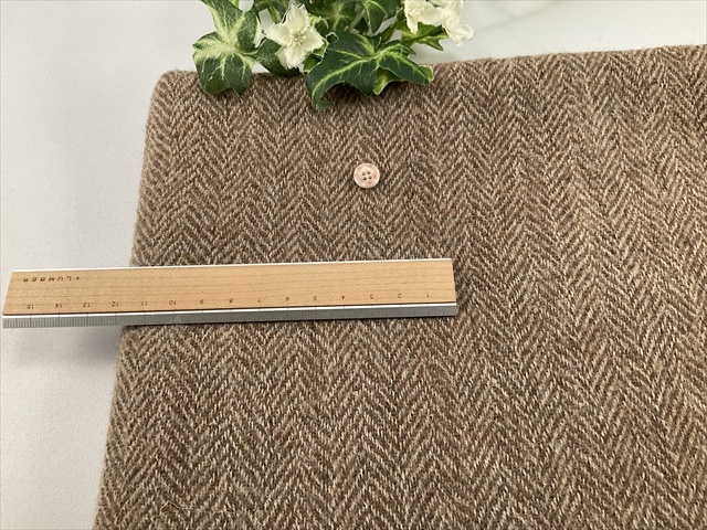 ウールガーゼヘリンボンライトブラウン