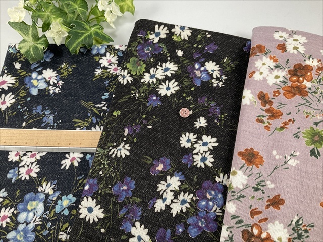 ウール混フラワースムース