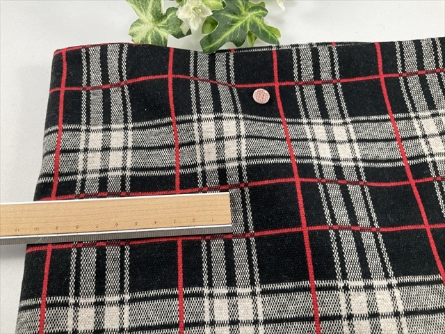 ジャガードコットンチェックニットブラック