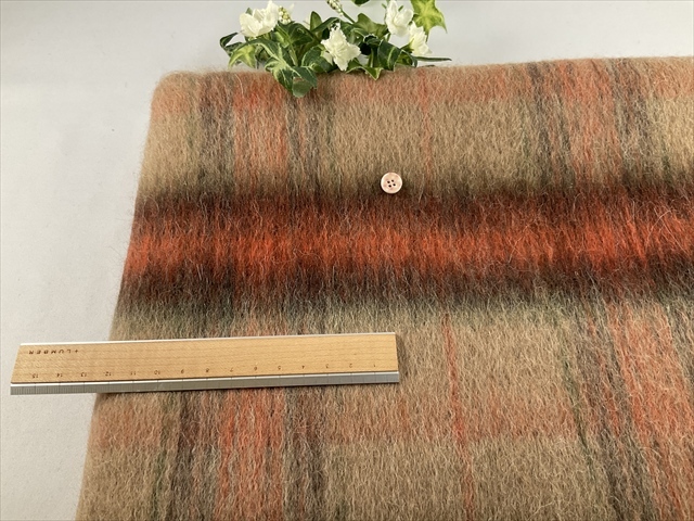 ウールシャギーチェックブラウン