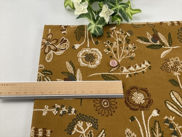 細ウネコーデュロイフラワーイエローオーカー