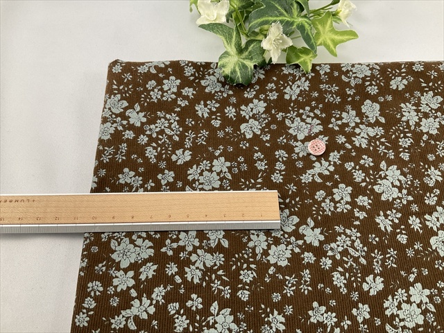 細ウネコーデュロイブルーフラワーチョコ