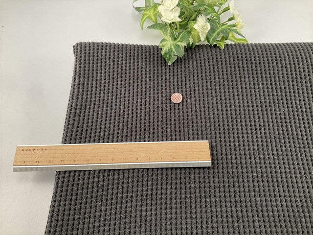 コットンワッフルニットチャコールグレー