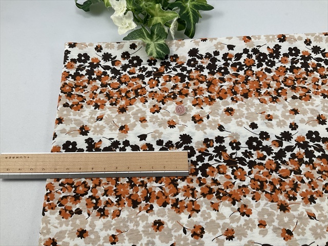 強撚綿天竺オレンジフラワー