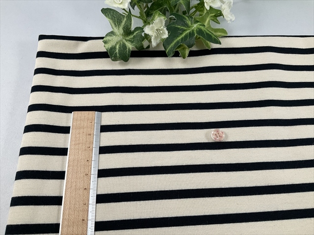 生成りにブラックボーダー天竺