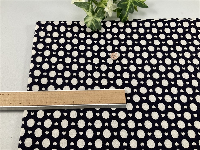 水玉ハート天竺ダークネイビー