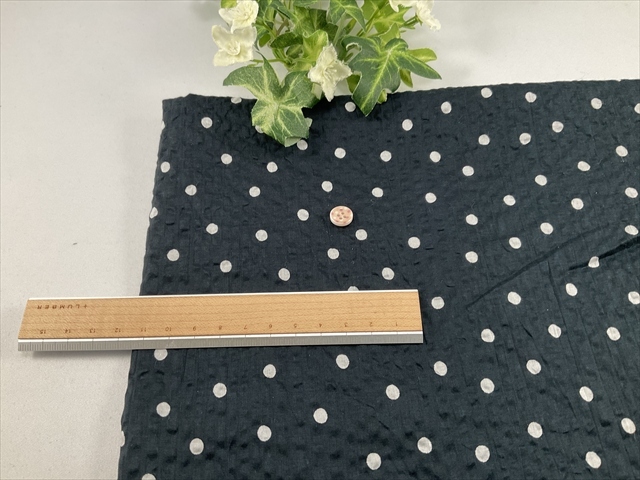 綿ローンミラクルウェーブ水玉ダークネイビー