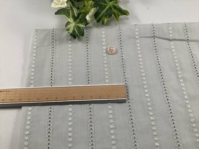 綿ローンレースストライプライトグレー