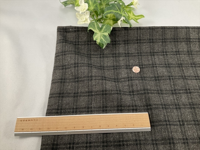 綿麻先染めピンチェックダークグレー