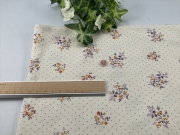 ドットフラワー天竺生成りにラベンダー