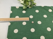 麻レーヨン水玉プリントグリーン