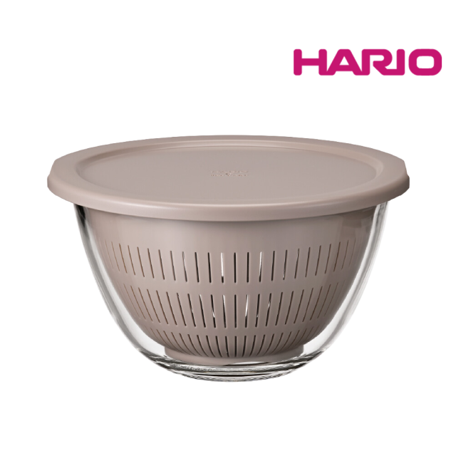 【HARIO】5way耐熱ガラス製ボウル（フタ・ザル付き）