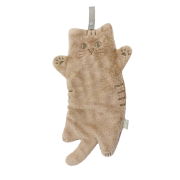 ねこのループ付きキッチンタオル（ブラウン）
