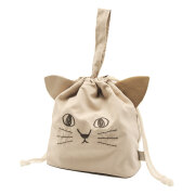 ねこのランチ巾着バッグ（ベージュ）