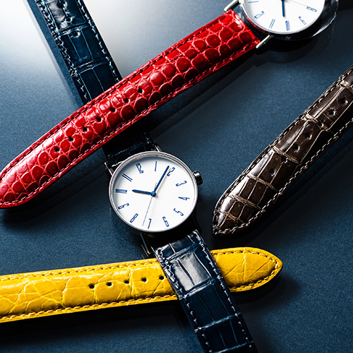 【 エレガントでな落ち着きのある １７ｍｍ幅 クロコダイル・グレージング仕上げ 】　最高級クロコダイル・７カラー選択　×　SSミラー仕上・Uタイプバックル