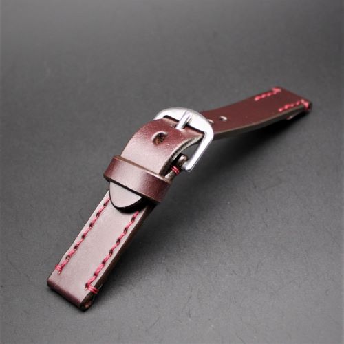 【 SOMES馬具職人手縫　４mm厚の丈夫なサドルレザー×ステンレスバックル 】　 SOMES × SPQR　サドルレザー・バーガンディ・２０mm幅　 【ご好評に応え特注で追加製造 限定4本 】