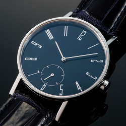 【木曽漆 伝統工芸士の手仕事】　文字盤とりゅうずに漆加工  urushi kiso smallsecond  　最高級・濃紺クロコダイル仕様　　【限定製造50本　残り1本のみ】