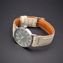 【SPQR公式サイト限定】　ekiwatch φ30ｍｍグレイ文字盤  ×  別注SOMES国産高級車シート革・グレージュ・パンチング　 【 限定3本】