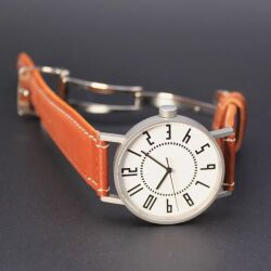 【特別仕様　ekiwatch φ37ｍｍ × SOMES贅沢バンド】　グッドデザイン賞受賞　世界的アーティスト　五十嵐　威暢 氏 デザイン   SOMES仏國カーフ・キャメル×ワンプッシュ式三つ折れバックル　【プロト品1本】