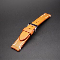 【 SOMES馬具職人手縫　４mm厚の丈夫なサドルレザー×ステンレスバックル 】　SOMES × SPQR　サドルレザー・キャメル×白ステッチ　21mm幅（20mmでも装着可能）　 【 プロト品  限定1本 】