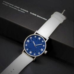 【世界的デザイナー 五十嵐　威暢 が JR札幌駅 の壁面に作成した星の大時計のウォッチ版】　札幌駅　星の大時計　ケース外径φ３７ｍｍ×白カーフレザーバンド　【展示品につき３０％OFF】　限定１本