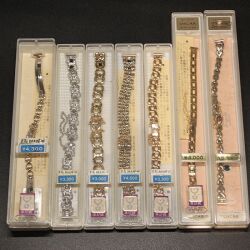 【 時計店閉店の所有在庫 　レディスメタルバンド  7本まとめて　80％LESS 】　　  店頭単価3,000円～6,500円×7本　シルバー／ゴールド　 かん幅8mm以上　メーカー：国内 Banbi社　他