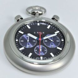【エクゼクティブに相応しいおしゃれポケットウォッチ　破格の5気圧防水】　SPQR　POCKET CHRONO　正絹ストラップ　又は　高級国産車SOMESシート革ストラップ　選択