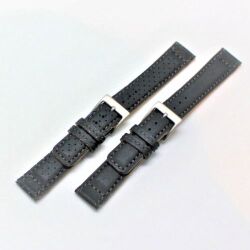 【 SPQR×SOMES 共同開発・国産高級車シート革バンド 】　 １７mm　ブラック　パンチング加工あり ・ なし 選択可能 　貴重な耐久性抜群のレザー×SSバックル (ミラー仕上　または　マット仕上) 選択可能　【残り僅か】