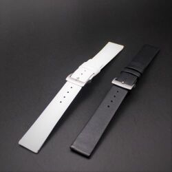 着け心地の良いエレガンスな薄型カーフ　ドレスバンド 20mm幅　ブラック・ホワイトの2色から選拓