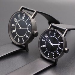 【グッドデザイン賞受賞 　唯一無二の貴重　試作プロト品】　世界的アーティスト　五十嵐 威暢 デザイン   オールブラック仕様　（ケース/りゅうず/文字盤/レザー/バックル）　eki watch  φ30mm ・φ37mm　【試作限定各サイズ1本】