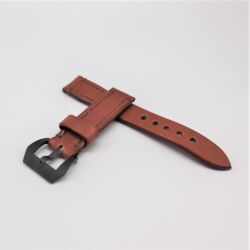 【SPQRオリジナル  SOMESサドルレザー×サテンブラック Fish Tail  Buckle　20mm】   キャメル・カーフ×ブラックパネライ向けバックル　公式サイト限定プロト　【限定1本】