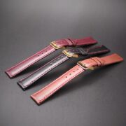 【高級カーフ・赤ステッチバージョン　リーゾナブル価格で！】　オシャレな16mm滑らかなカーフ革　ブラック・ワインレッド・ブラウン3色 × ゴージャスなゴールド・ミラー仕上バックル