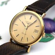 【 LONGINES（ロンジン）レディス　SPQRが収集した保管品放出　ゴールドメッキ・オリジナルクロコ型押しレザーバンド】　 OH済、BT交換済の美品 　 　【限定1本】